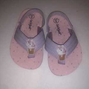 Cat & Jack baby girl unicorn pink/purple flip flops